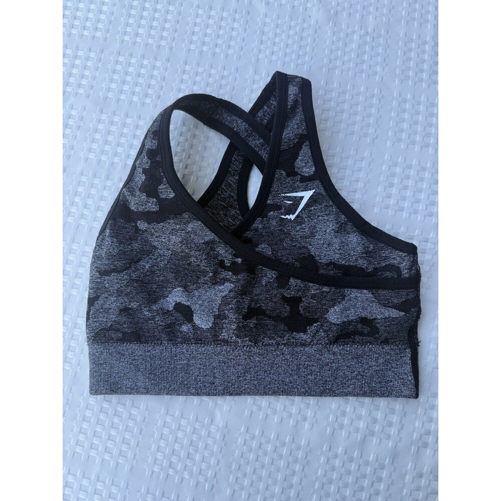 Gymshark Adapt Camo Seamless Sports Bra Gray Black Size Small